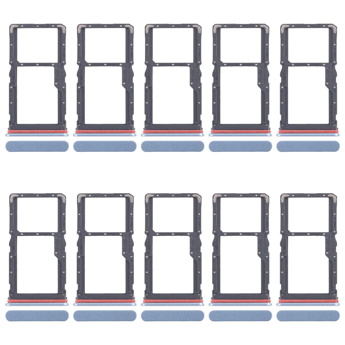 For Realme 10 Pro 5G RMX3663 RMX3660 RMX3661 10pcs Original SIM Card Tray + SIM Card Tray / Micro SD Card Tray (Blue)