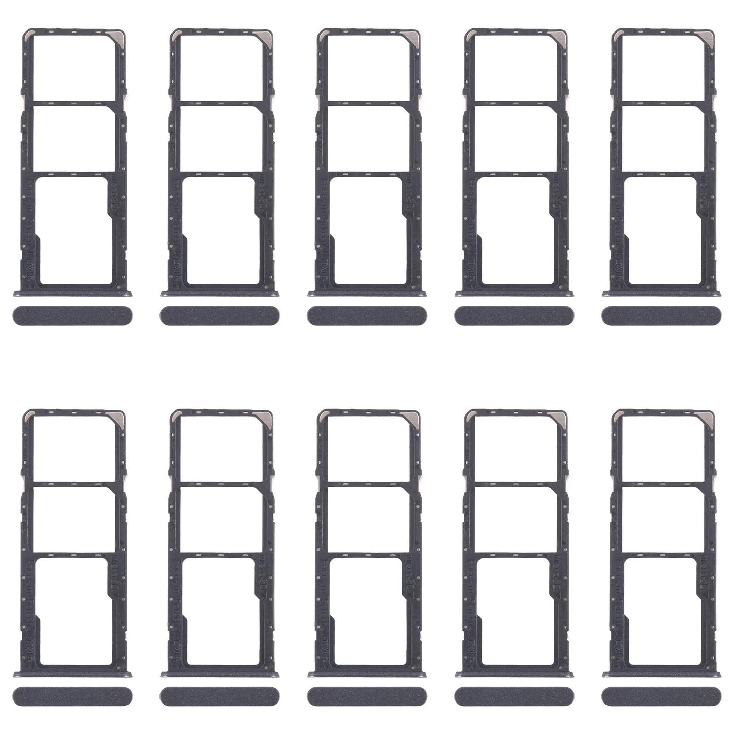 For Realme C51s 10pcs Original SIM Card Tray + SIM Card Tray + Micro SD Card Tray (Black)