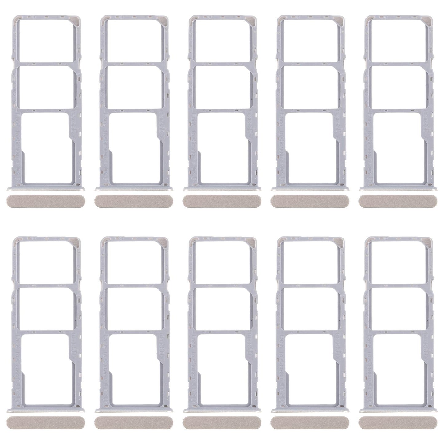 For Realme C63 5G RMX3950 10pcs Original SIM Card Tray + SIM Card Tray + Micro SD Card Tray (Gold)