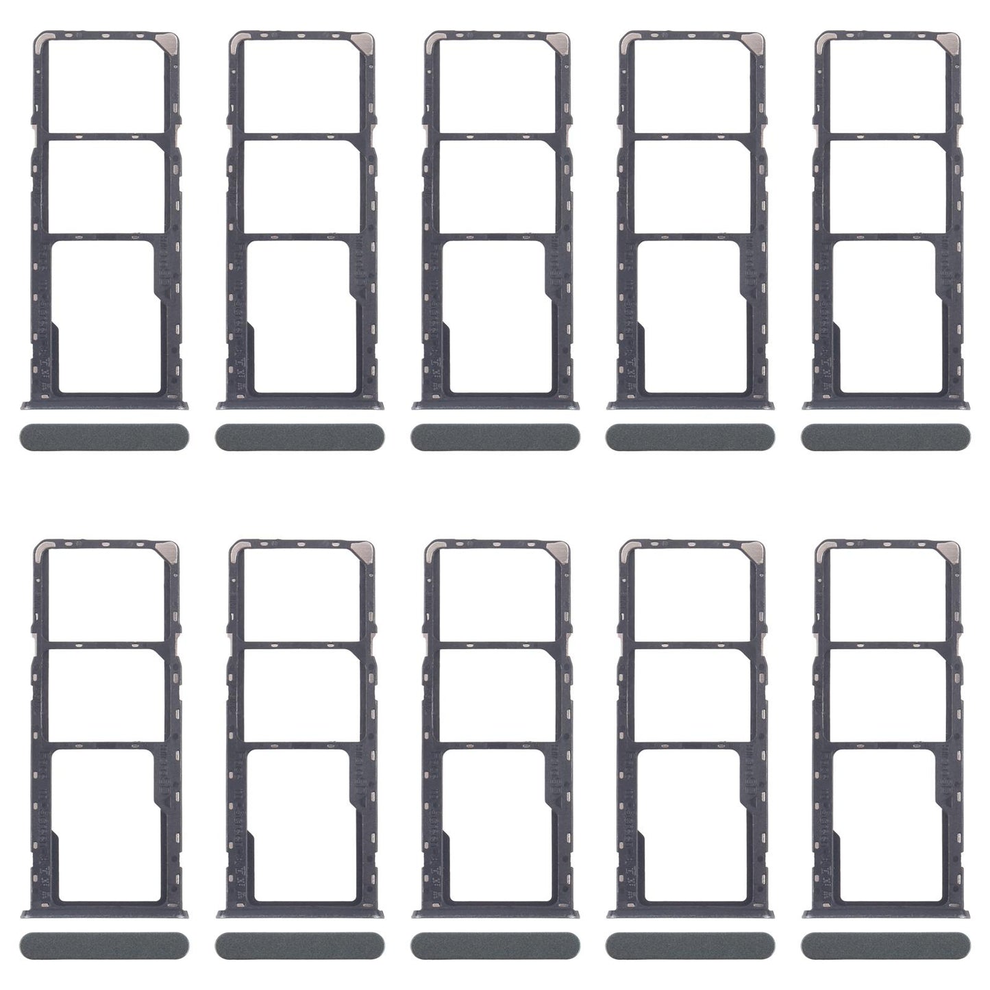 For Realme C61 4G RMX3939 RMX3930 10pcs Original SIM Card Tray + SIM Card Tray + Micro SD Card Tray (Green)