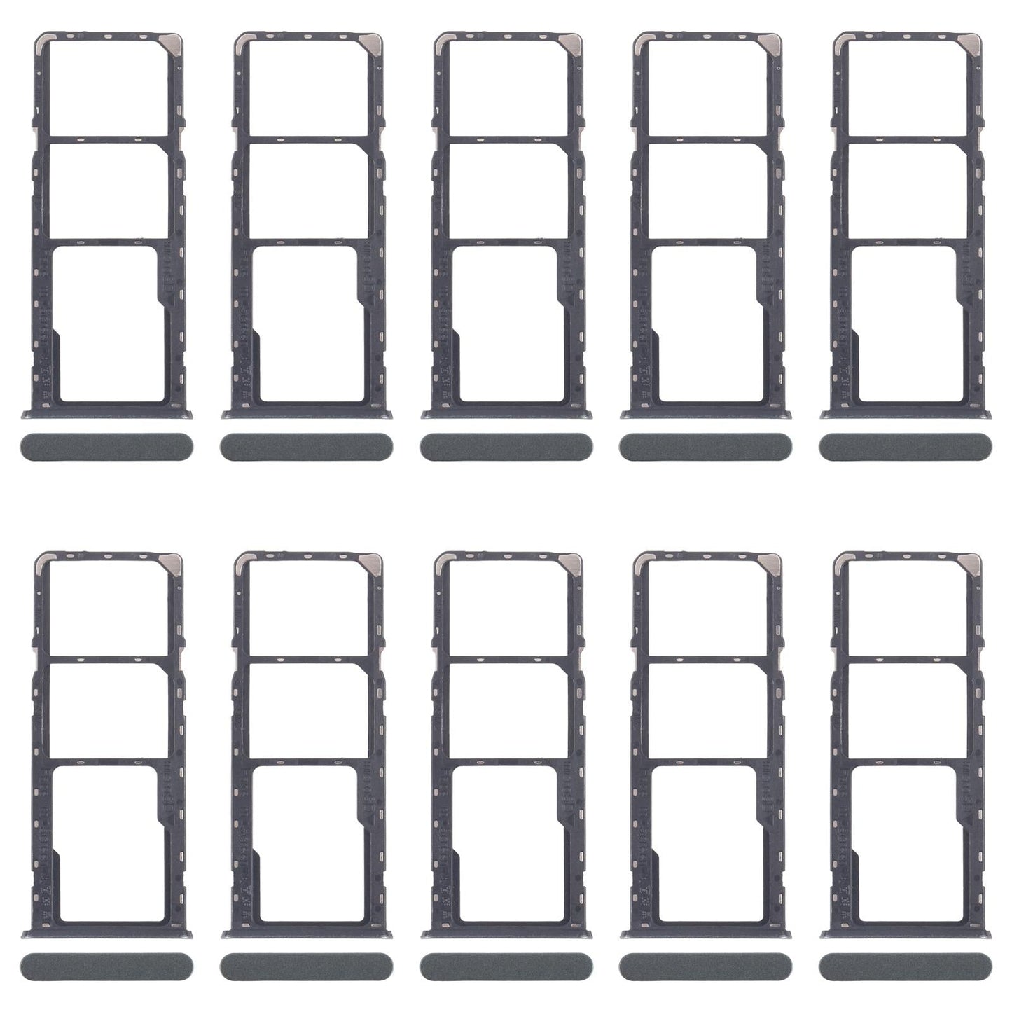 For Realme C61 4G RMX3939 RMX3930 10pcs Original SIM Card Tray + SIM Card Tray + Micro SD Card Tray (Green)