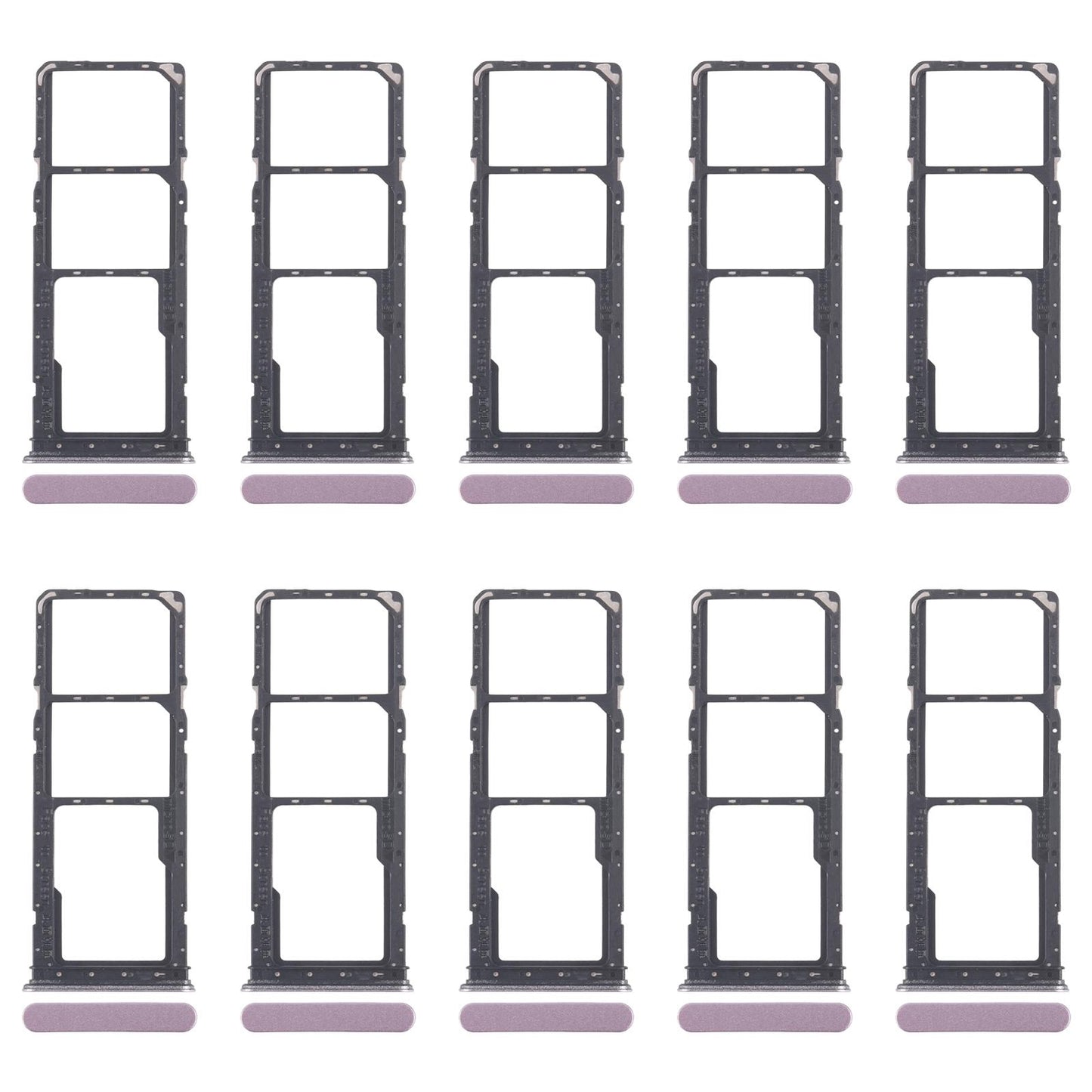For Realme Narzo C71 4G RMX5303 10pcs Original SIM Card Tray + SIM Card Tray + Micro SD Card Tray (Purple)
