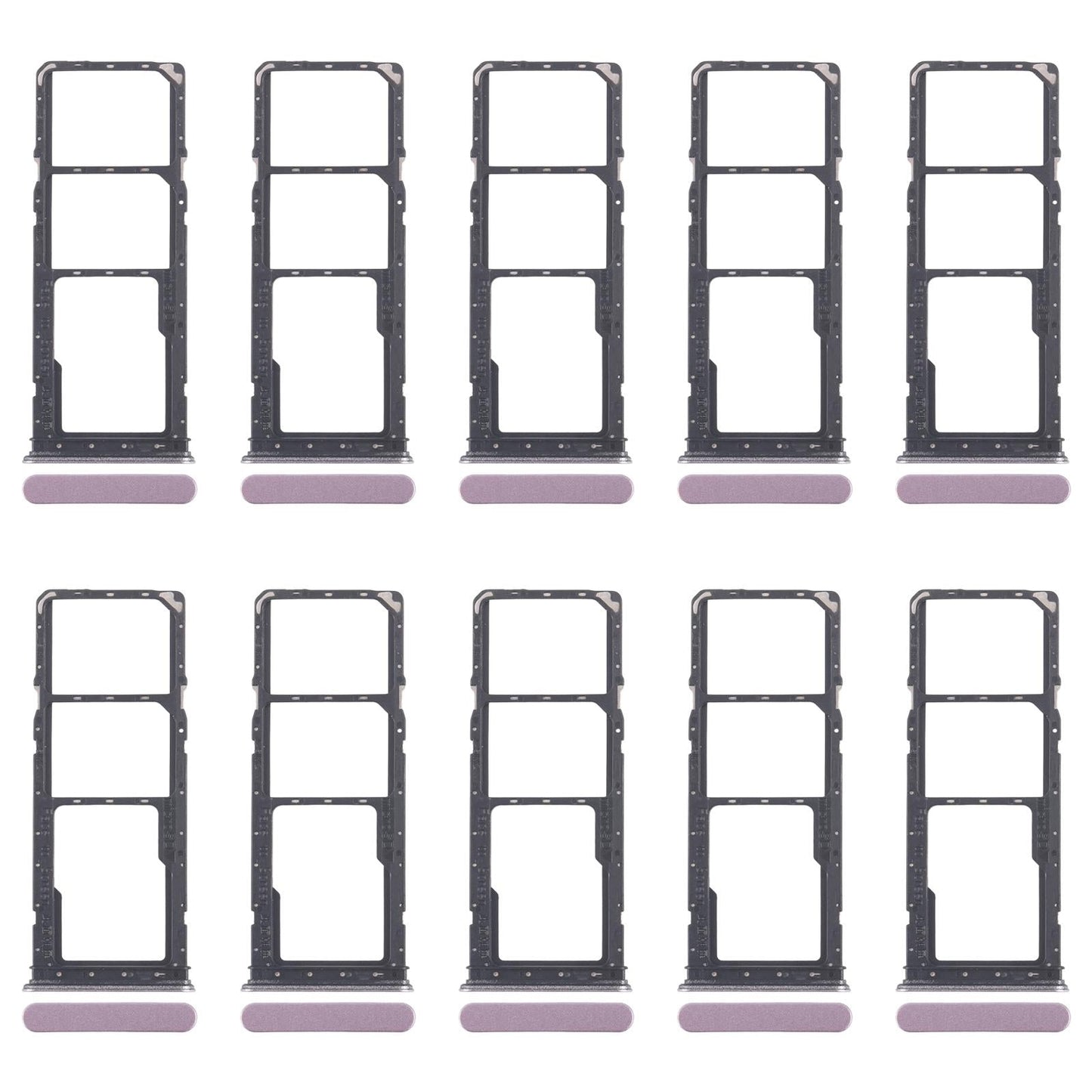 For Realme Narzo C71 4G RMX5303 10pcs Original SIM Card Tray + SIM Card Tray + Micro SD Card Tray (Purple)
