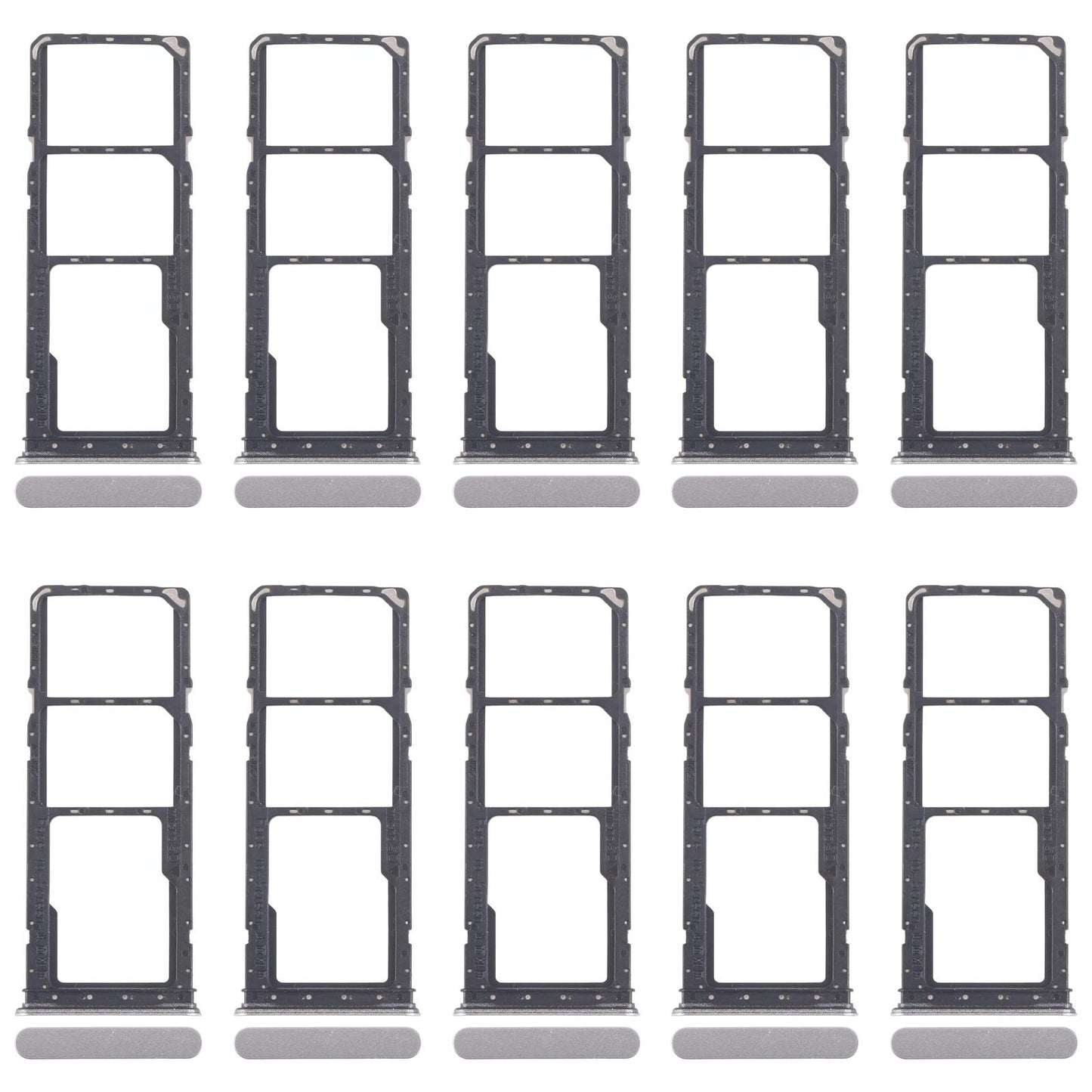 For Realme Narzo C71 4G RMX5303 10pcs Original SIM Card Tray + SIM Card Tray + Micro SD Card Tray (Silver)