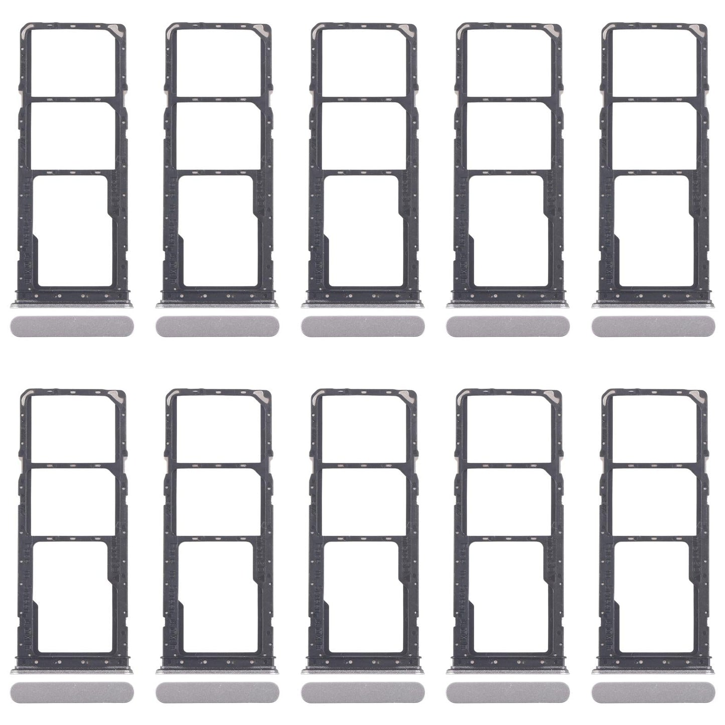 For Realme Narzo C71 4G RMX5303 10pcs Original SIM Card Tray + SIM Card Tray + Micro SD Card Tray (Silver)