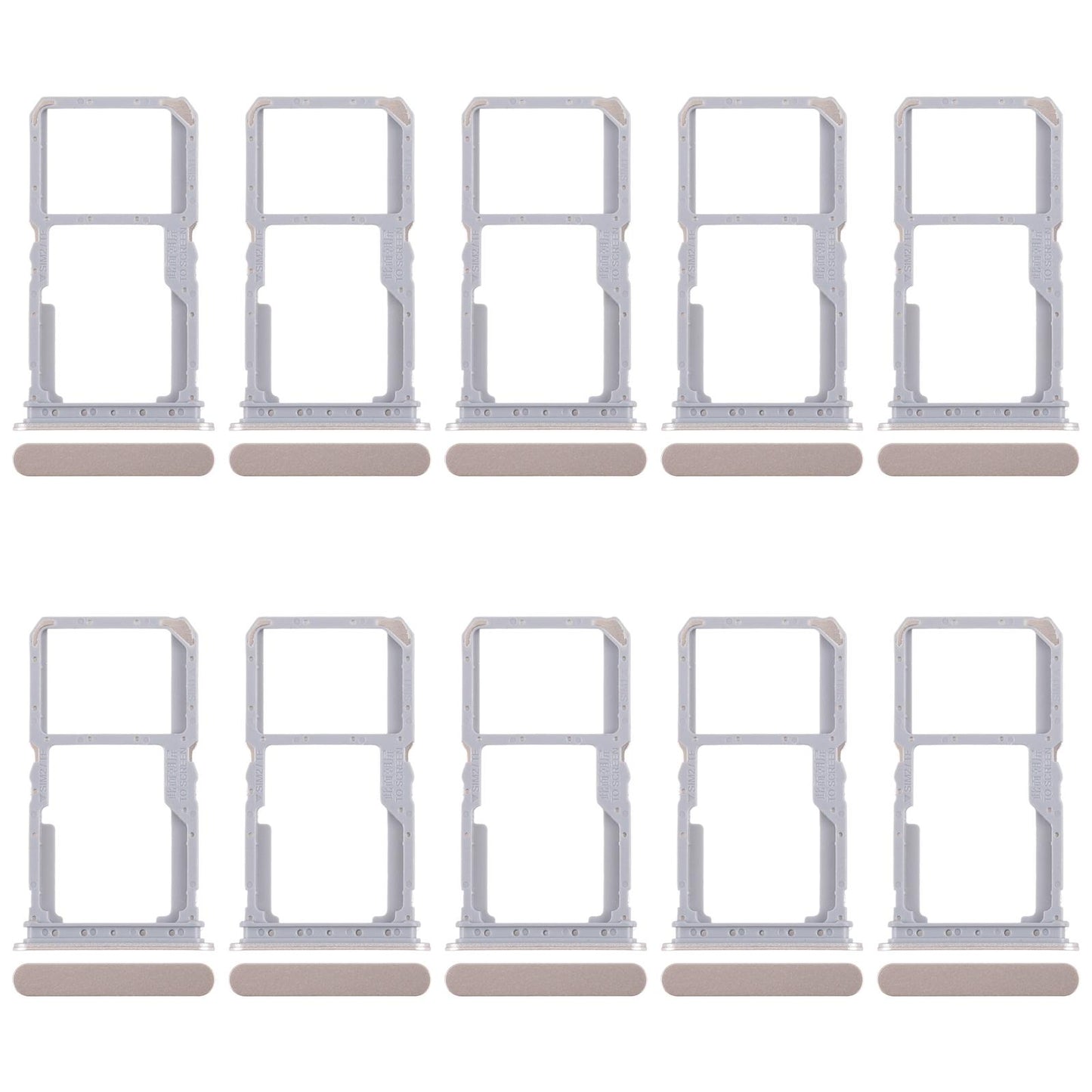 For Realme 14x India 10pcs Original SIM Card Tray + SIM Card Tray / Micro SD Card Tray (Gold)