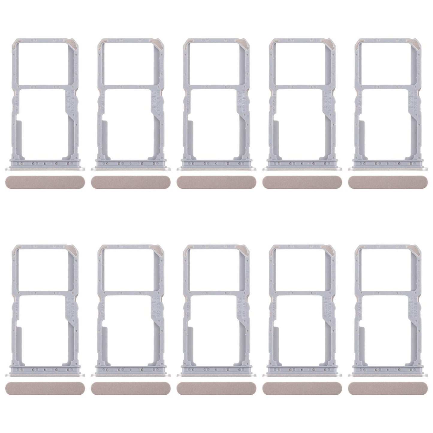 For Realme 14x India 10pcs Original SIM Card Tray + SIM Card Tray / Micro SD Card Tray (Gold)