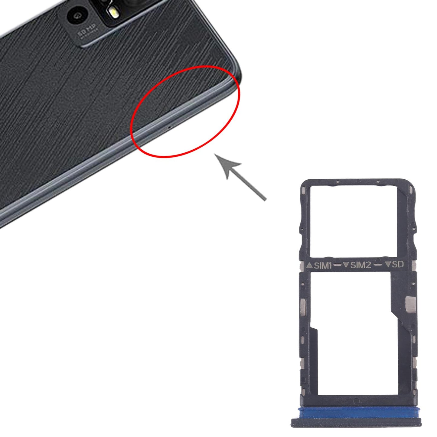 For TCL 40 R T771K Original SIM Card Tray + SIM Card Tray / Micro SD Card Tray (Frosted Black)