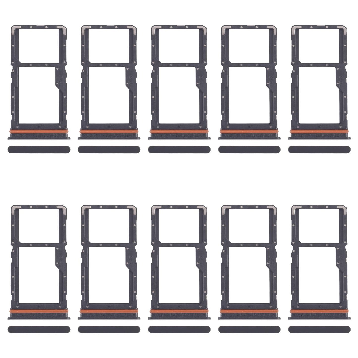 For Xiaomi Redmi 13 5G 10pcs SIM Card Tray + SIM Card Tray / Micro SD Card Tray (Black)