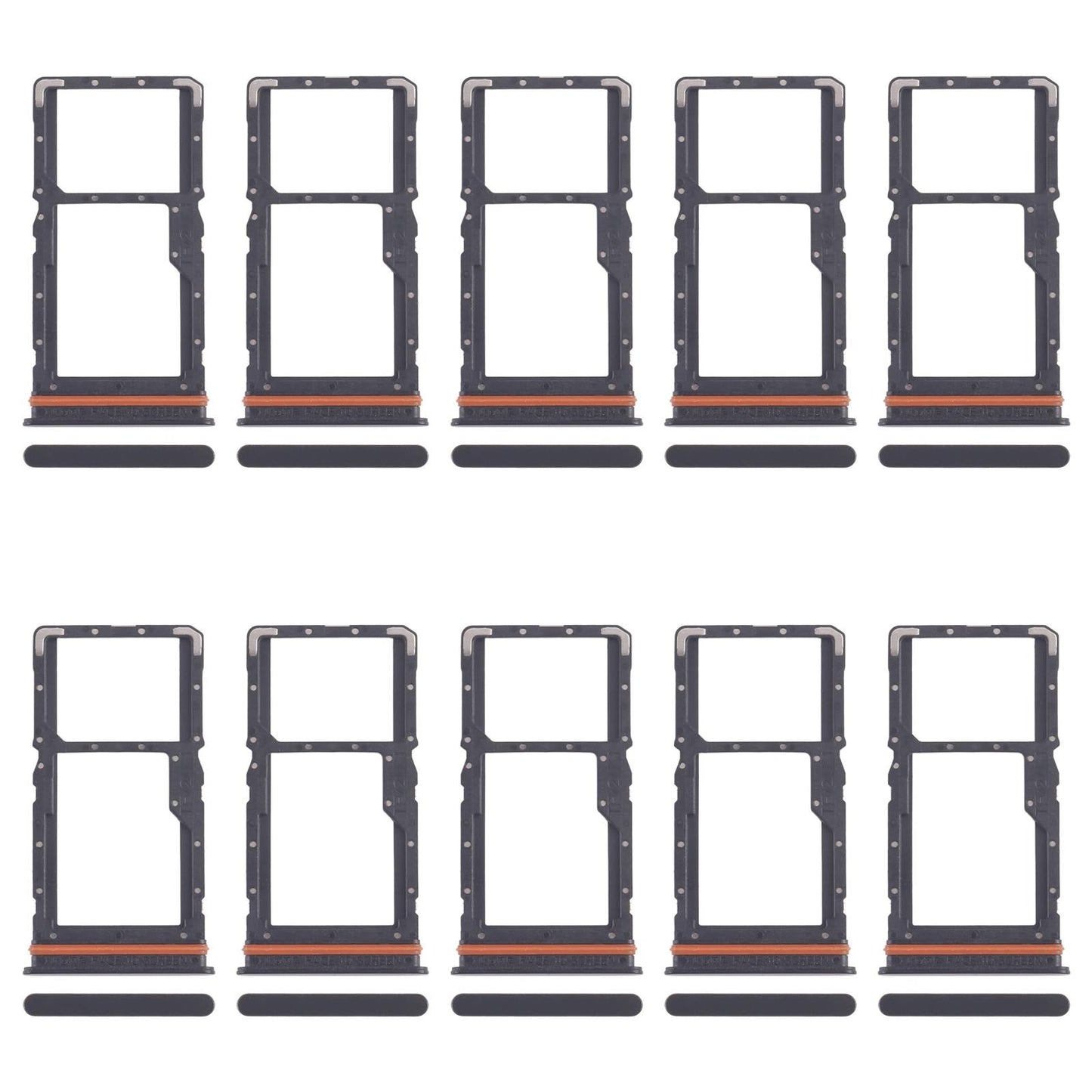 For Xiaomi Redmi 13 5G 10pcs SIM Card Tray + SIM Card Tray / Micro SD Card Tray (Black)