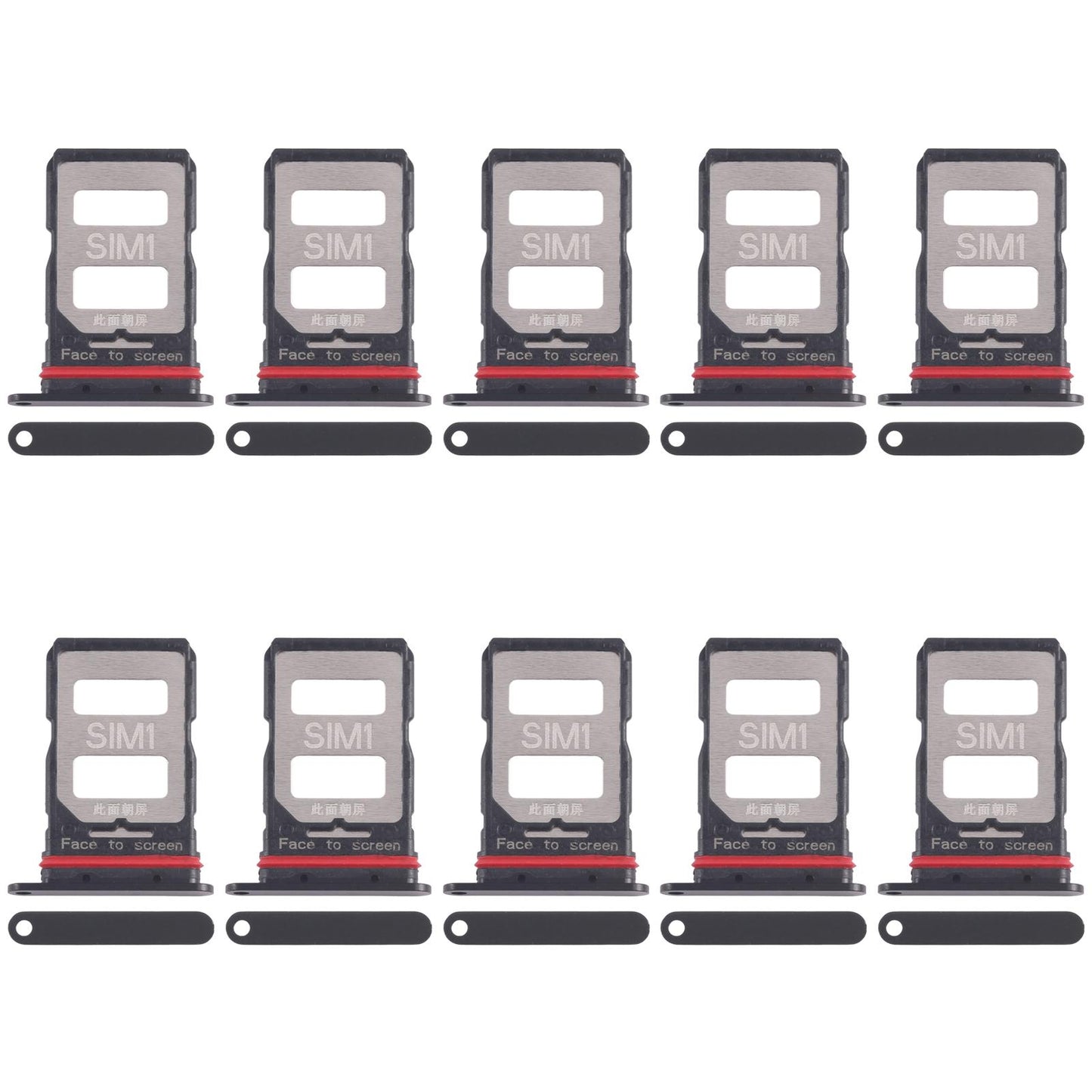 For Xiaomi Poco F6 Pro 10pcs SIM Card Tray + SIM Card Tray (Black)