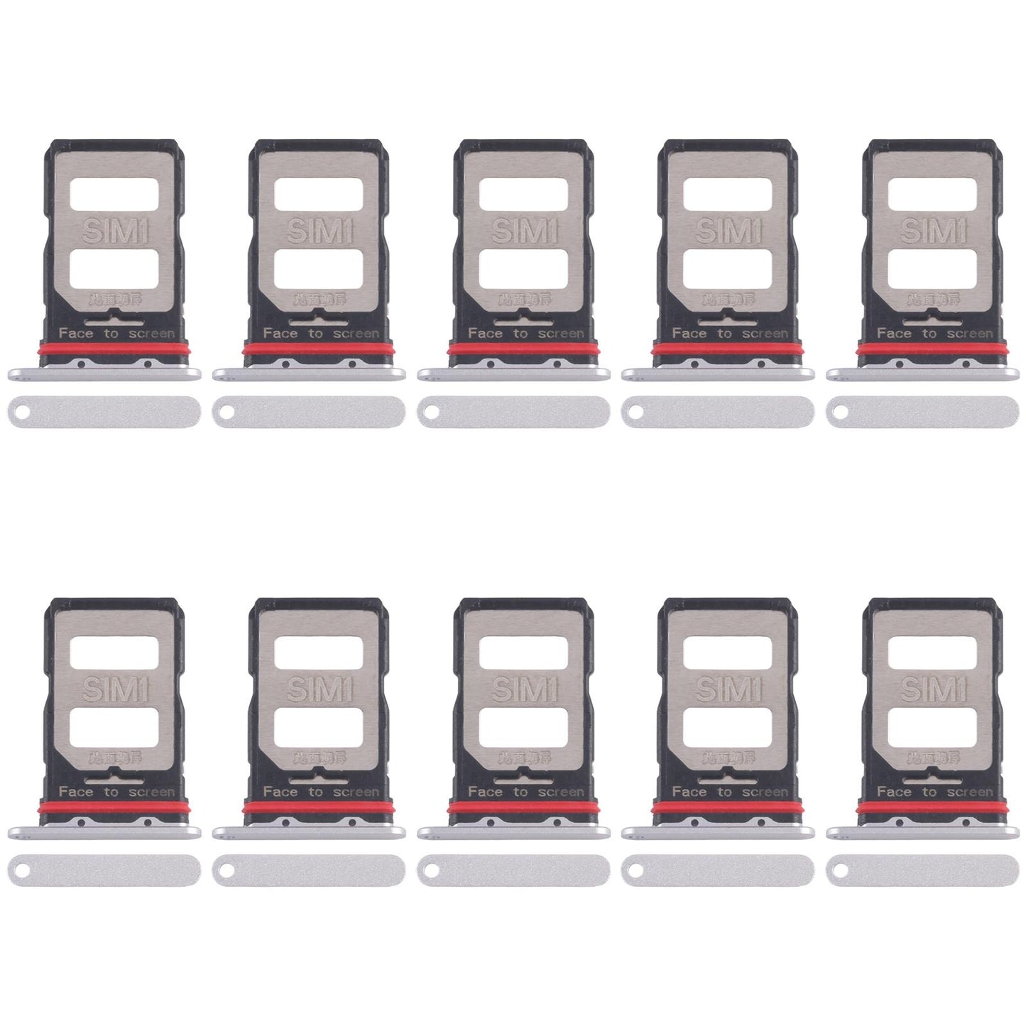 For Xiaomi Poco F6 Pro 10pcs SIM Card Tray + SIM Card Tray (Silver)