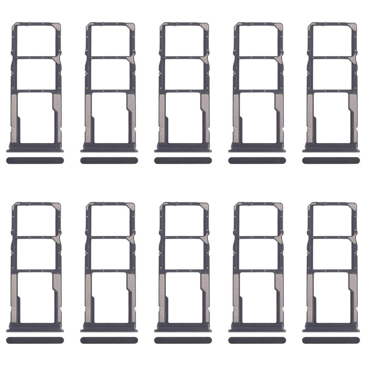 For Xiaomi Poco C75 10pcs SIM Card Tray + SIM Card Tray + Micro SD Card Tray (Black)