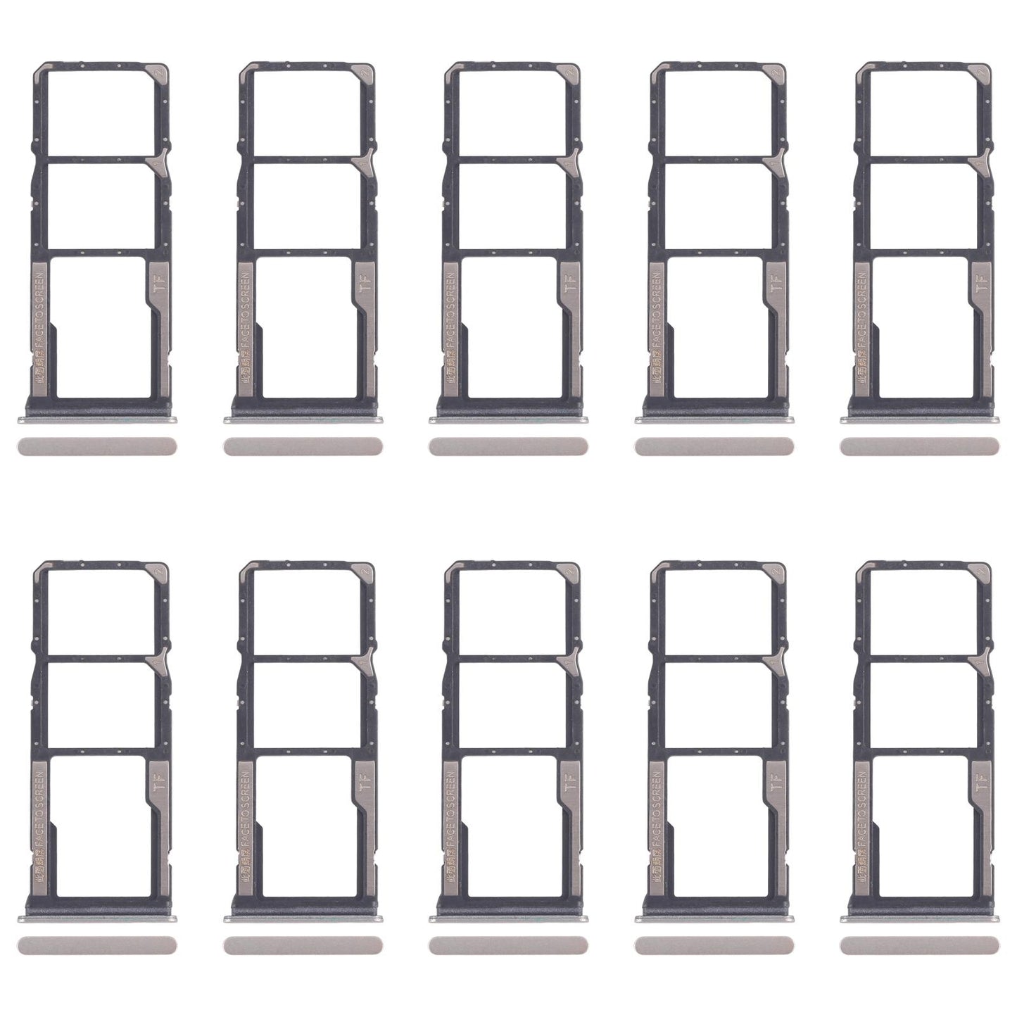 For Xiaomi Poco C75 10pcs SIM Card Tray + SIM Card Tray + Micro SD Card Tray (Gold)