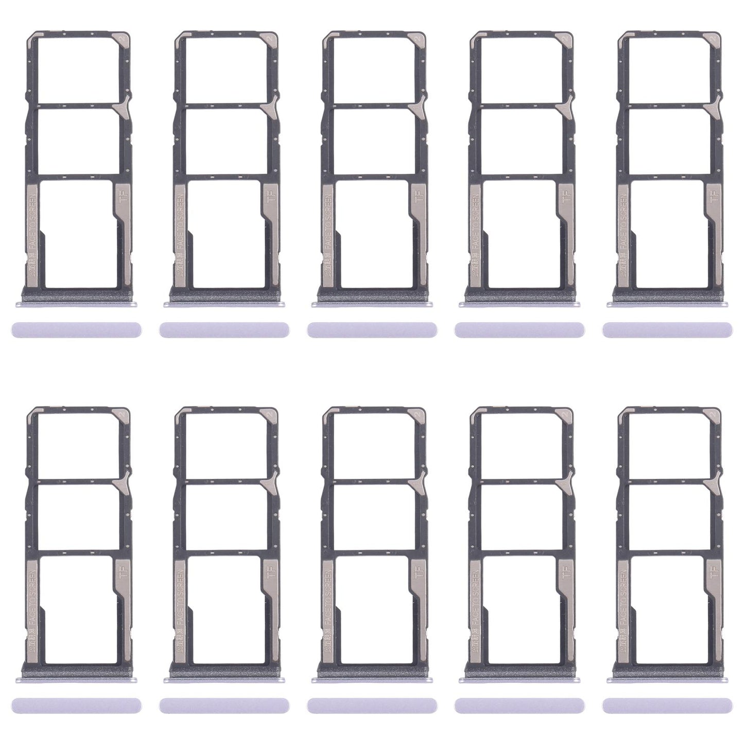 For Xiaomi Redmi A4 10pcs SIM Card Tray + SIM Card Tray + Micro SD Card Tray (Purple)