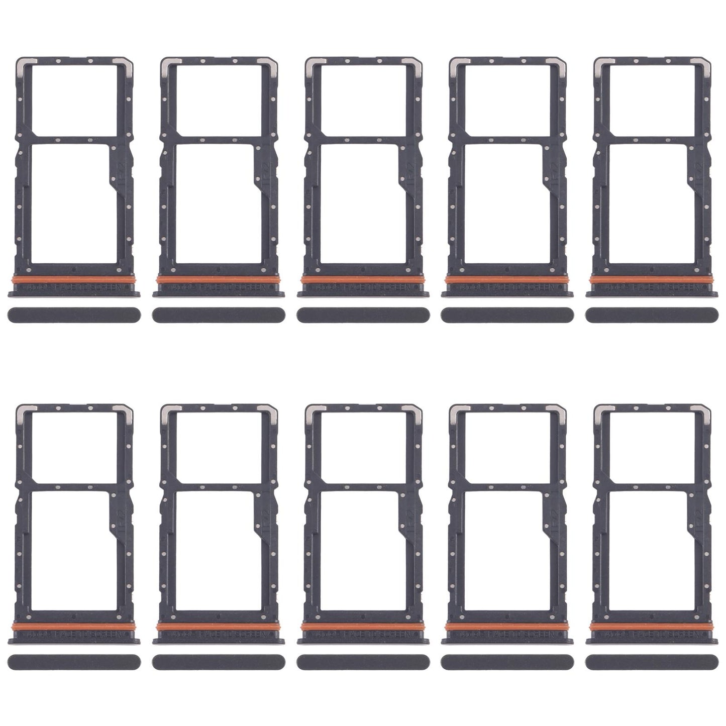 For Xiaomi Poco M6 4G 10pcs SIM Card Tray + SIM Card Tray / Micro SD Card Tray (Black)