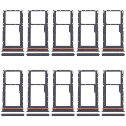 For Xiaomi Poco M6 4G 10pcs SIM Card Tray + SIM Card Tray / Micro SD Card Tray (Black)