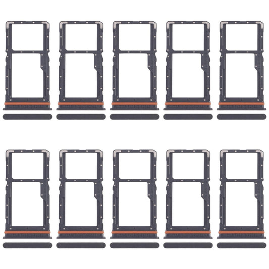 For Xiaomi Poco M6 4G 10pcs SIM Card Tray + SIM Card Tray / Micro SD Card Tray (Black)