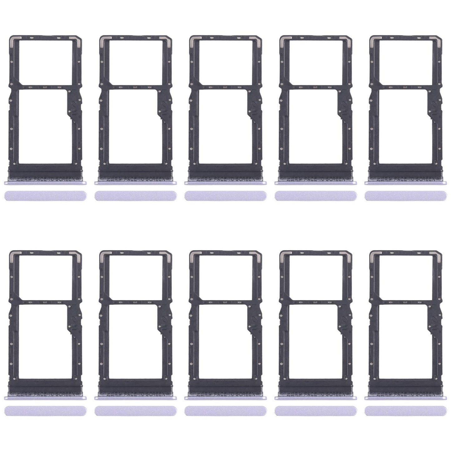 For Xiaomi Poco M6 4G 10pcs SIM Card Tray + SIM Card Tray / Micro SD Card Tray (Purple)