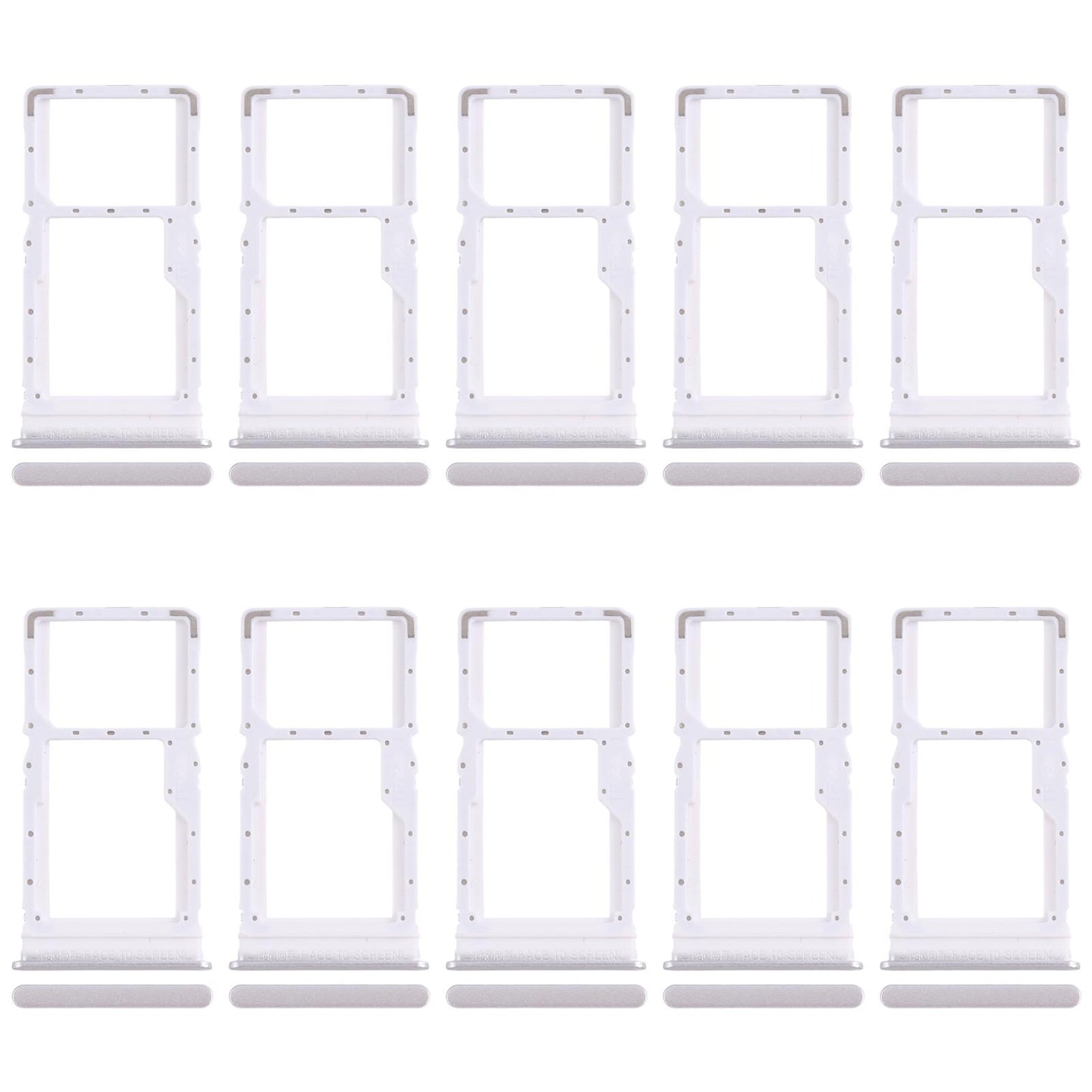 For Xiaomi Poco M6 4G 10pcs SIM Card Tray + SIM Card Tray / Micro SD Card Tray (Silver)