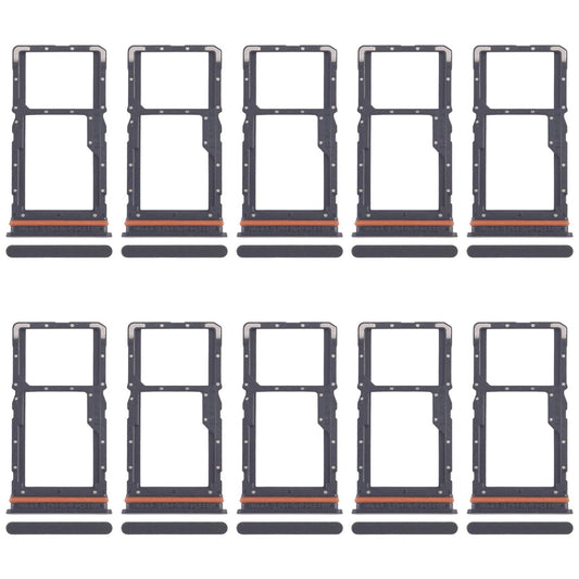 For Xiaomi Poco M6 Plus 10pcs SIM Card Tray + SIM Card Tray / Micro SD Card Tray (Black)
