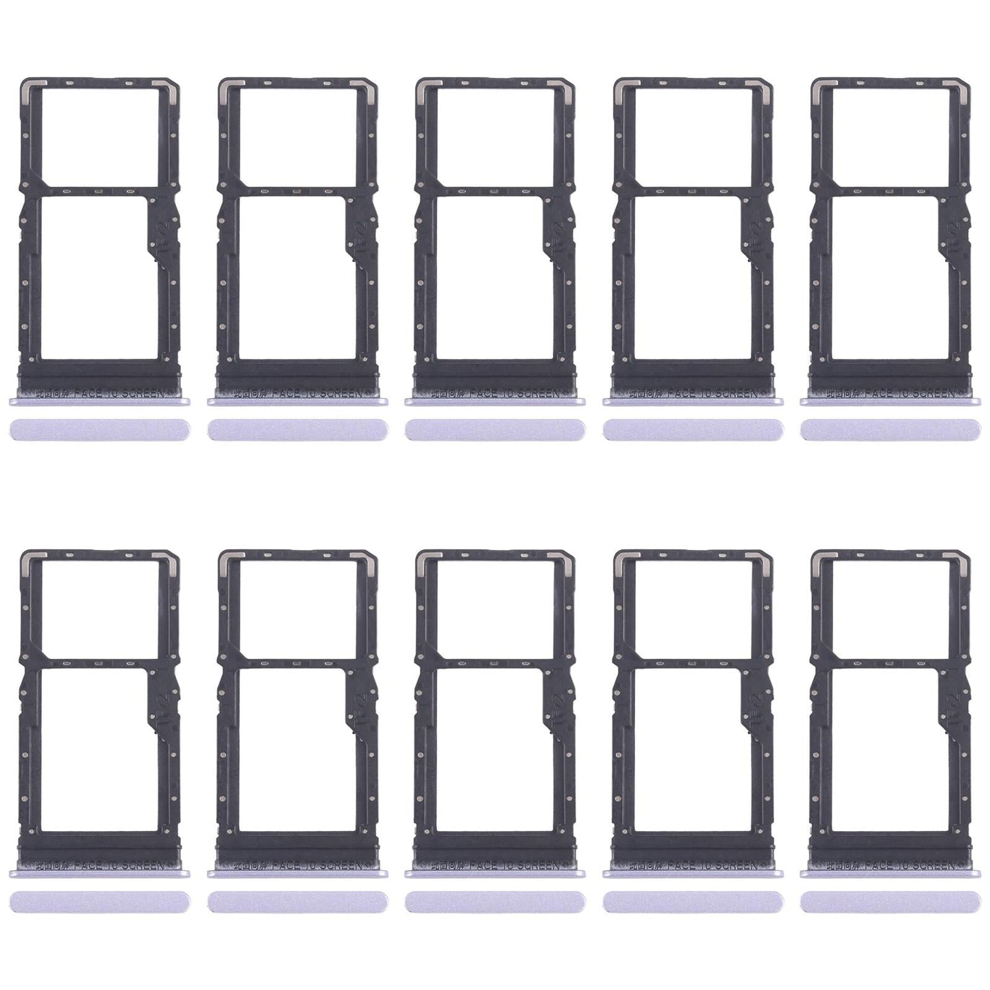 For Xiaomi Poco M6 Plus 10pcs SIM Card Tray + SIM Card Tray / Micro SD Card Tray (Purple)