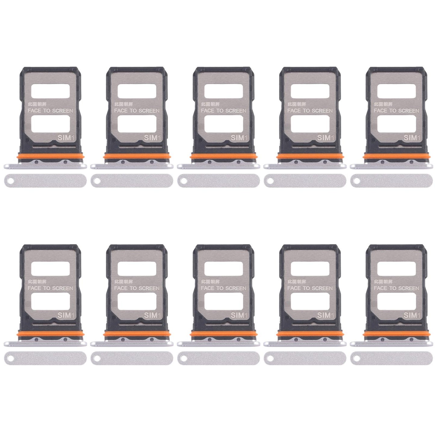 For Xiaomi Redmi K70 Ultra 10pcs SIM Card Tray + SIM Card Tray (Silver)