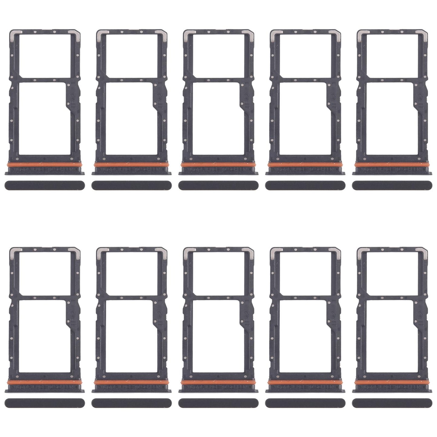 For Xiaomi Redmi Note 13R 10pcs SIM Card Tray + SIM Card Tray / Micro SD Card Tray (Black)