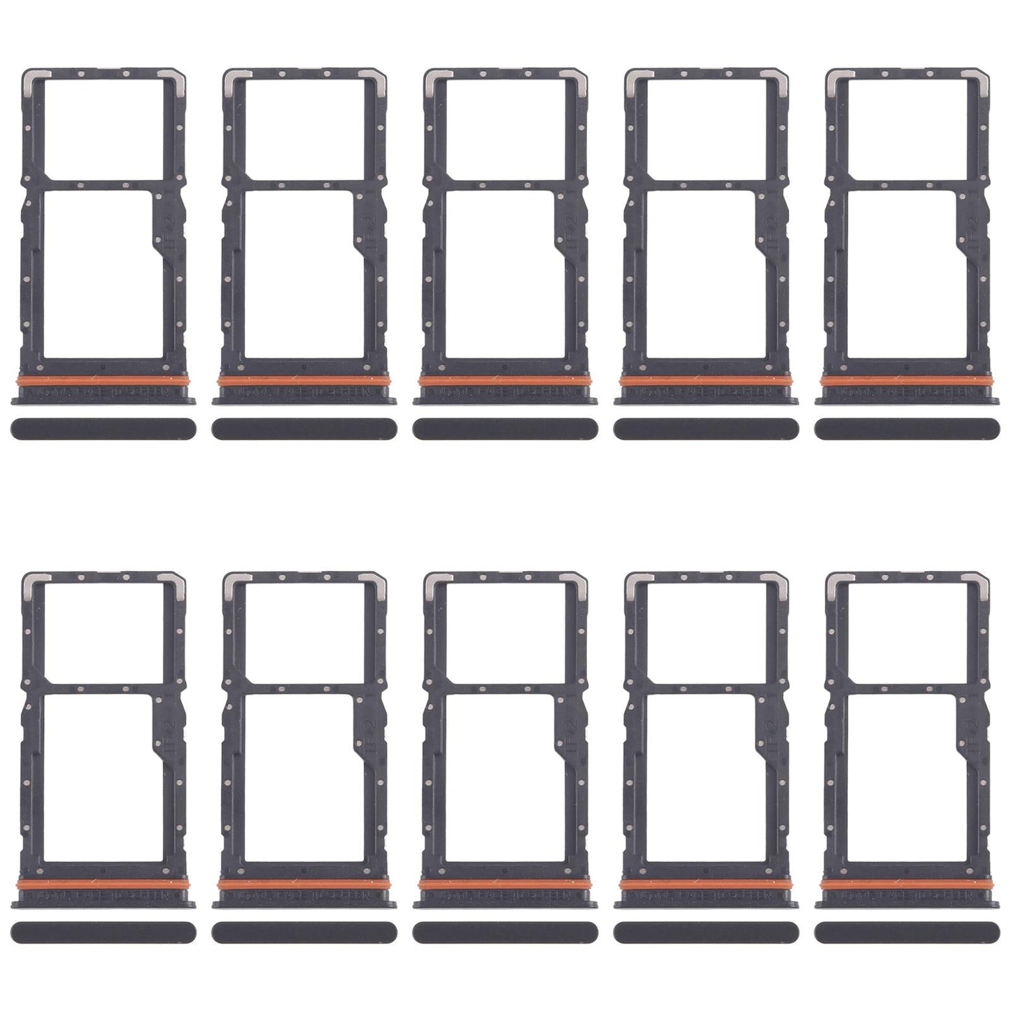 For Xiaomi Redmi Note 13R 10pcs SIM Card Tray + SIM Card Tray / Micro SD Card Tray (Black)