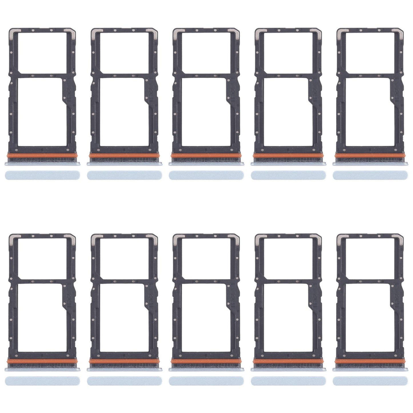 For Xiaomi Redmi Note 13R 10pcs SIM Card Tray + SIM Card Tray / Micro SD Card Tray (Blue)
