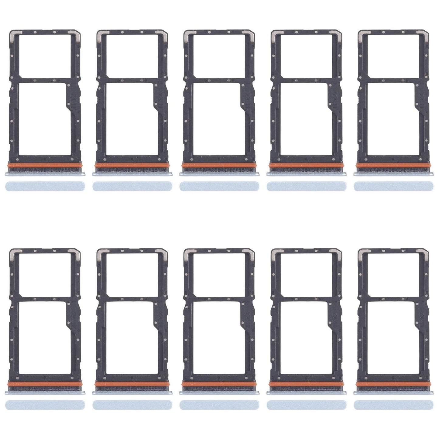 For Xiaomi Redmi Note 13R 10pcs SIM Card Tray + SIM Card Tray / Micro SD Card Tray (Blue)