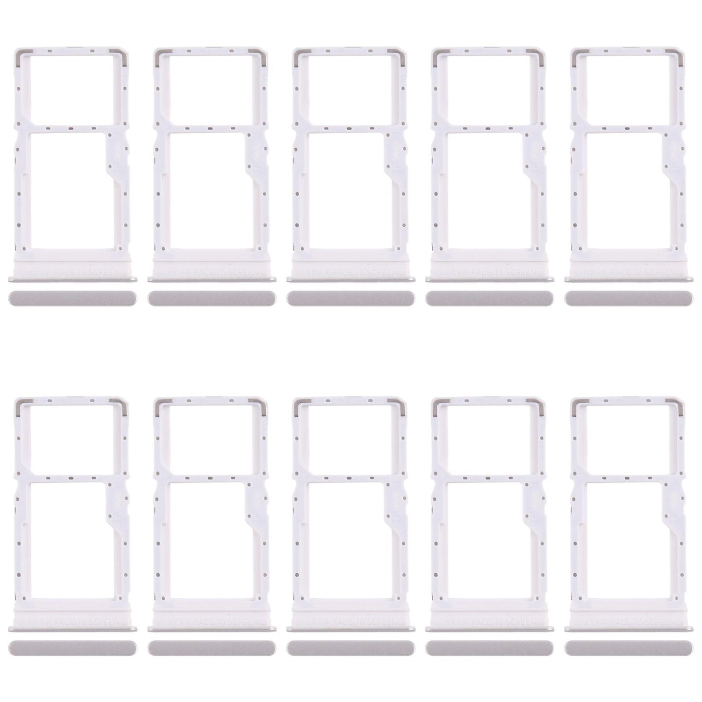 For Xiaomi Redmi Note 13R 10pcs SIM Card Tray + SIM Card Tray / Micro SD Card Tray (Silver)