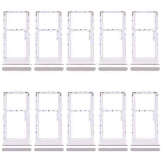 For Xiaomi Redmi Note 13R 10pcs SIM Card Tray + SIM Card Tray / Micro SD Card Tray (Silver)