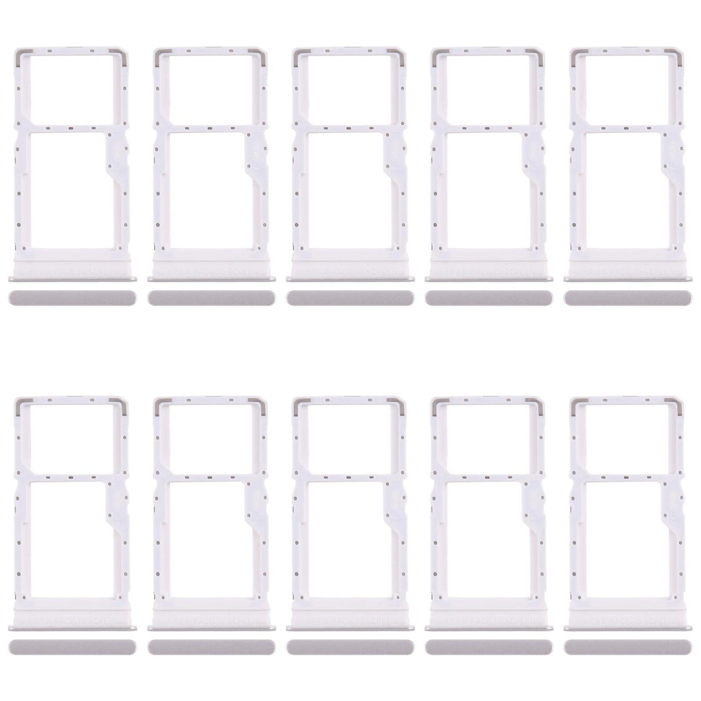 For Xiaomi Redmi Note 13R 10pcs SIM Card Tray + SIM Card Tray / Micro SD Card Tray (Silver)