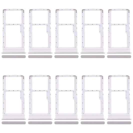 For Xiaomi Redmi Note 13R 10pcs SIM Card Tray + SIM Card Tray / Micro SD Card Tray (Silver)