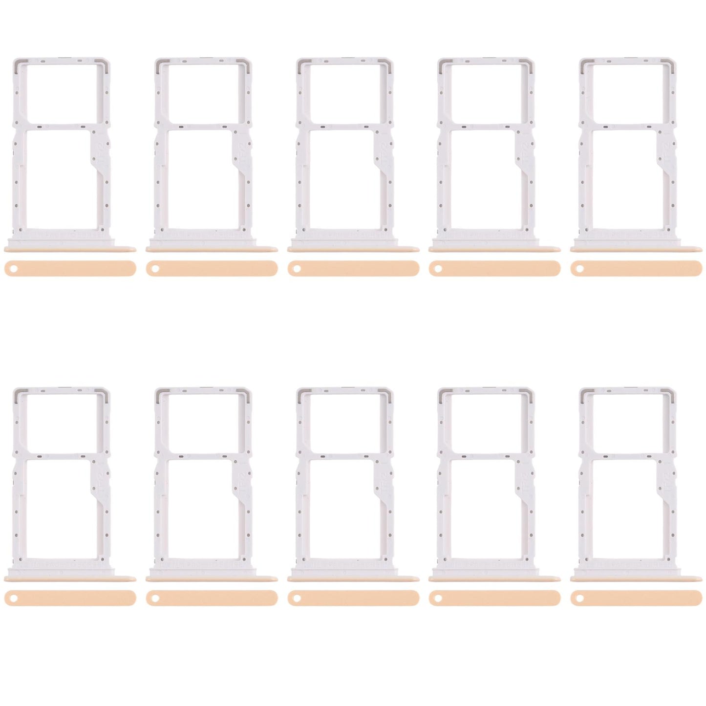 For Xiaomi Poco X6 Neo 5G 10pcs SIM Card Tray + SIM Card Tray / Micro SD Card Tray (Gold)