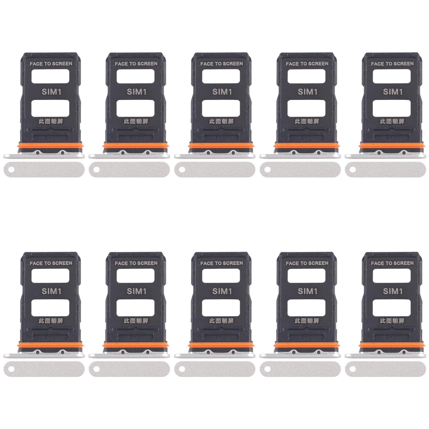 For Xiaomi 14 Ultra 10pcs SIM Card Tray + SIM Card Tray (Silver)