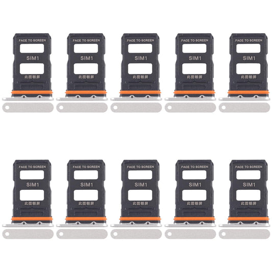 For Xiaomi 14 Ultra 10pcs SIM Card Tray + SIM Card Tray (Silver)