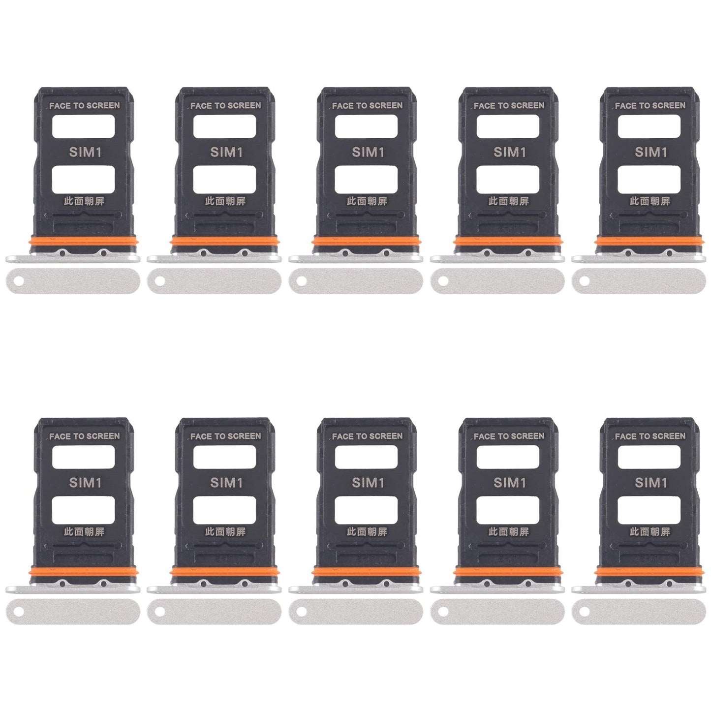 For Xiaomi 14 Ultra 10pcs SIM Card Tray + SIM Card Tray (Silver)