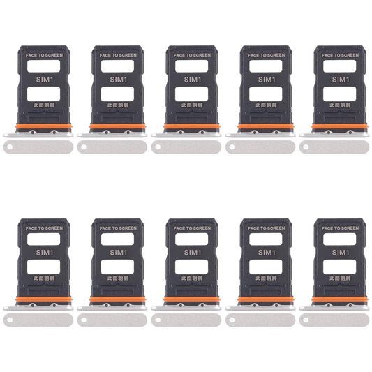 For Xiaomi 14 Ultra 10pcs SIM Card Tray + SIM Card Tray (Silver)