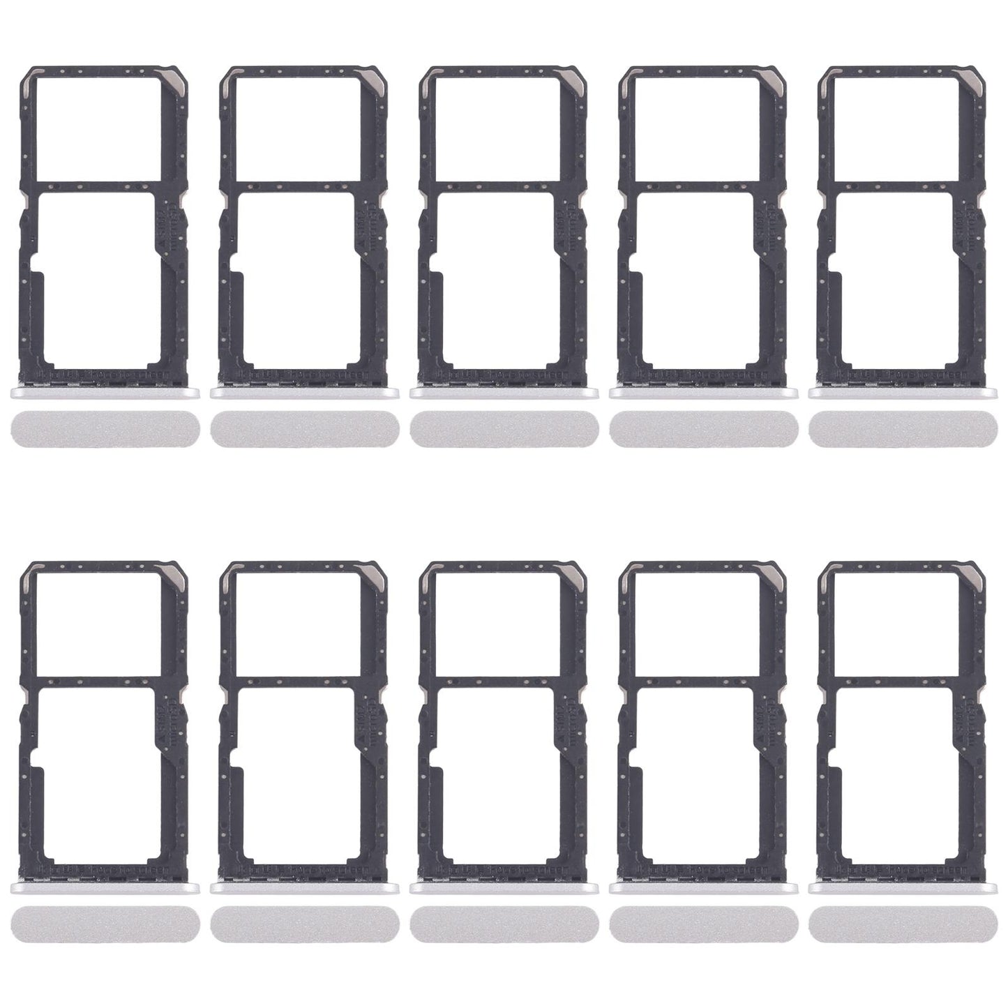 For Xiaomi Redmi A3x 10pcs SIM Card Tray + SIM Card Tray / Micro SD Card Tray (Silver)