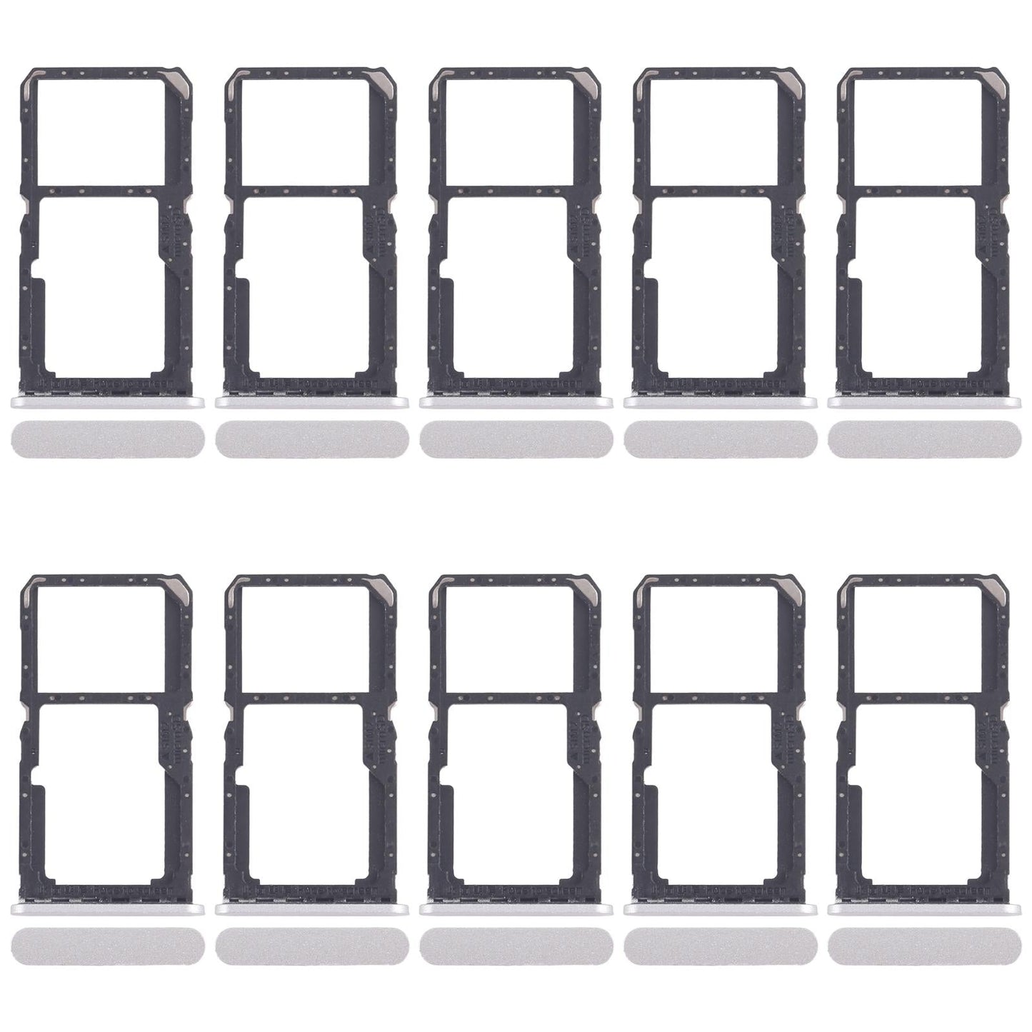 For Xiaomi Redmi A3x 10pcs SIM Card Tray + SIM Card Tray / Micro SD Card Tray (Silver)
