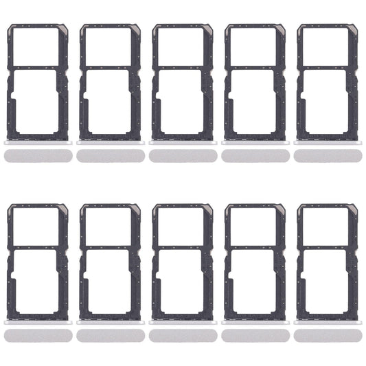 For Xiaomi Redmi A3x 10pcs SIM Card Tray + SIM Card Tray / Micro SD Card Tray (Silver)