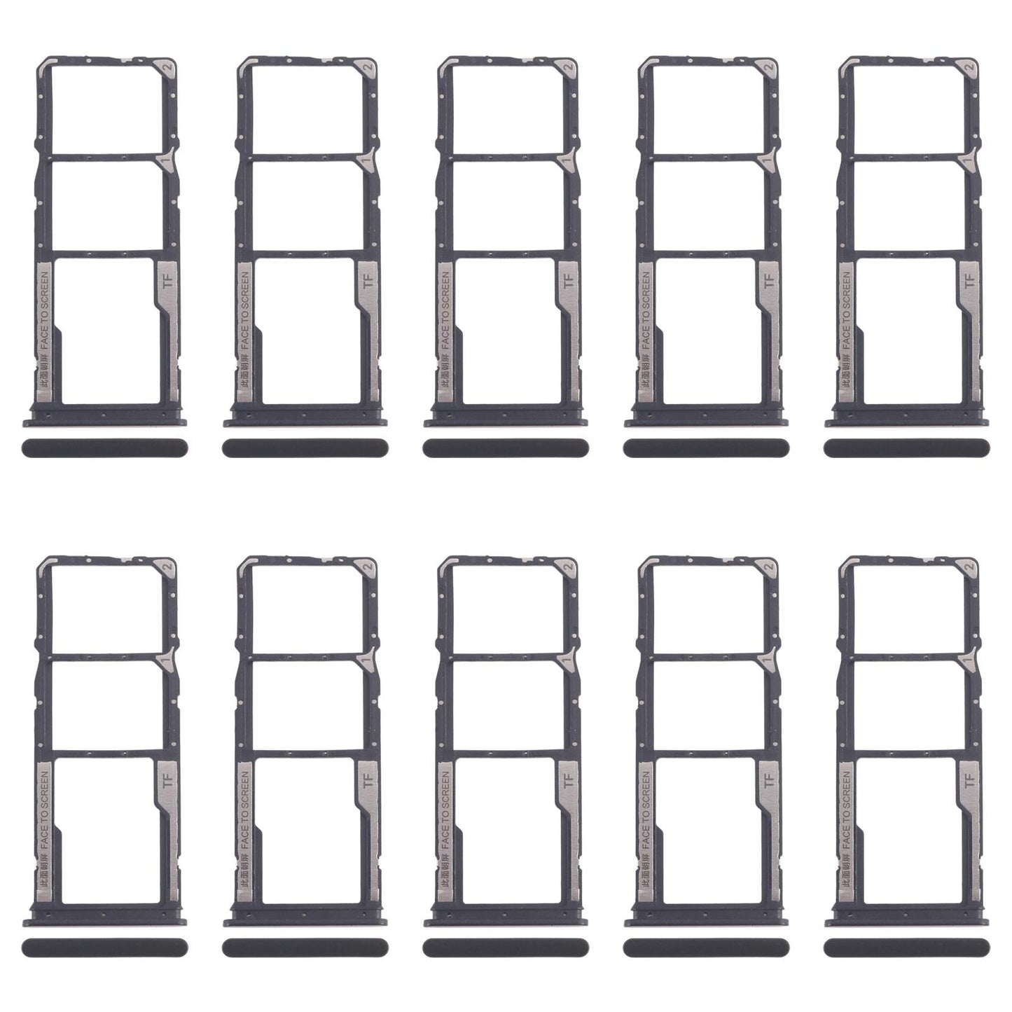 For Xiaomi Poco M6 Pro 4G 10pcs SIM Card Tray + SIM Card Tray + Micro SD Card Tray (Black)