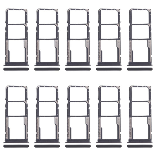 For Xiaomi Poco M6 Pro 4G 10pcs SIM Card Tray + SIM Card Tray + Micro SD Card Tray (Black)