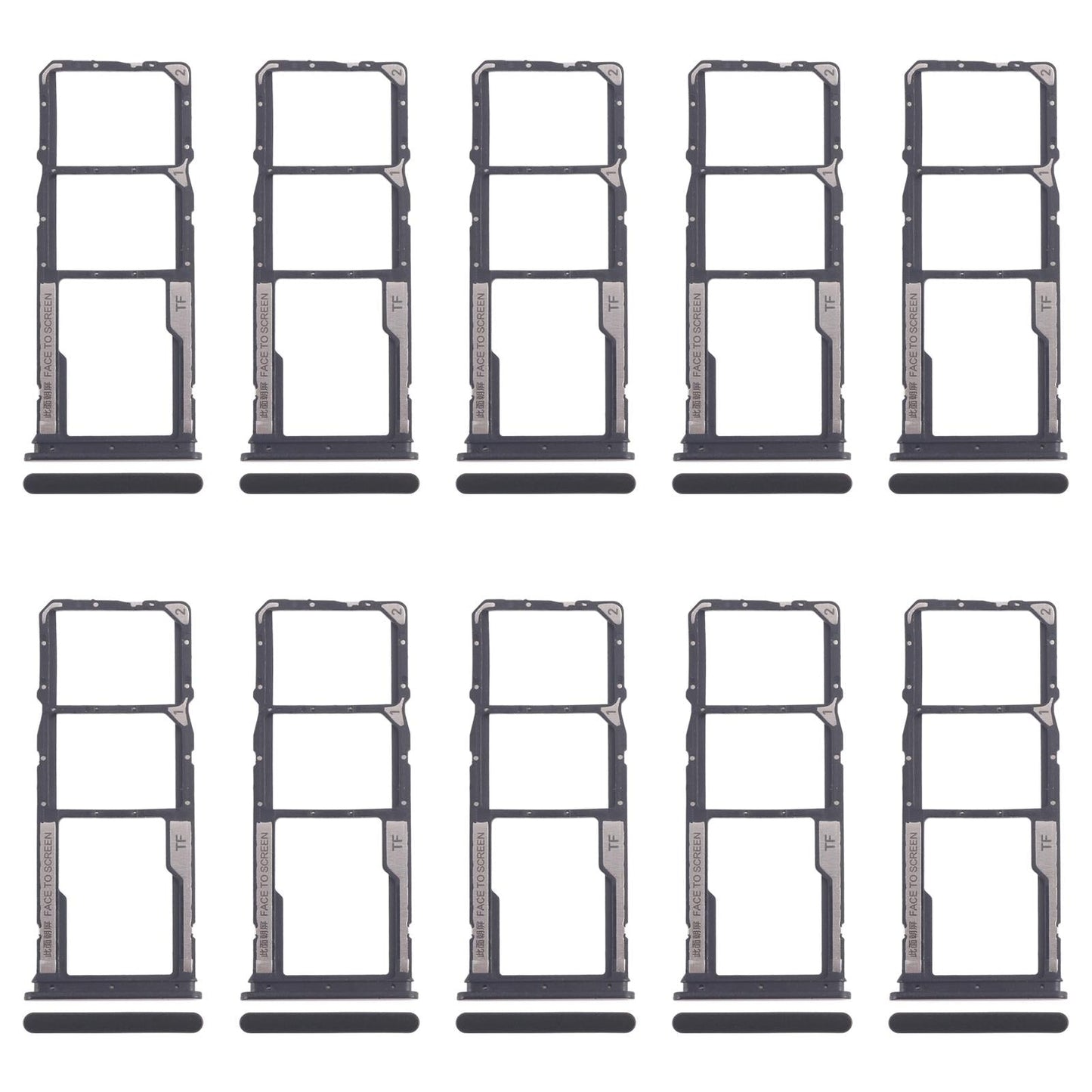 For Xiaomi Poco M6 Pro 4G 10pcs SIM Card Tray + SIM Card Tray + Micro SD Card Tray (Black)
