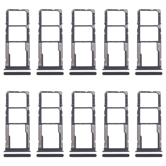 For Xiaomi Poco M6 Pro 4G 10pcs SIM Card Tray + SIM Card Tray + Micro SD Card Tray (Black)