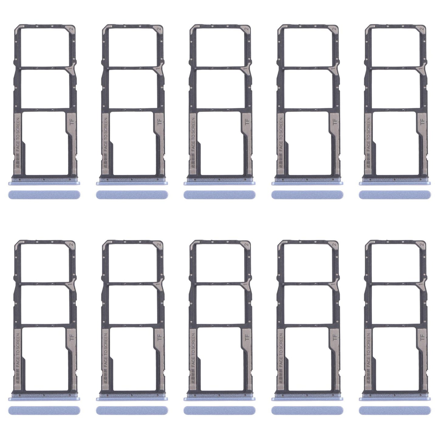 For Xiaomi Poco M6 Pro 4G 10pcs SIM Card Tray + SIM Card Tray + Micro SD Card Tray (Blue)
