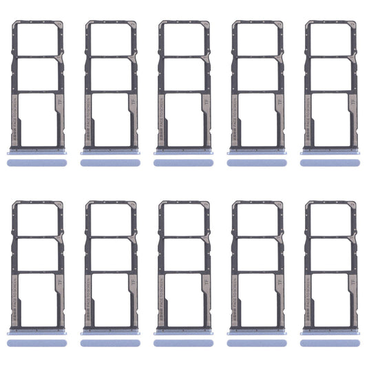 For Xiaomi Poco M6 Pro 4G 10pcs SIM Card Tray + SIM Card Tray + Micro SD Card Tray (Blue)
