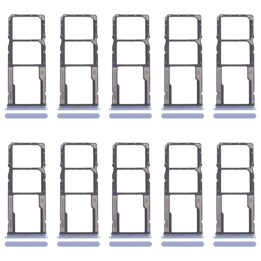 For Xiaomi Poco M6 Pro 4G 10pcs SIM Card Tray + SIM Card Tray + Micro SD Card Tray (Blue)